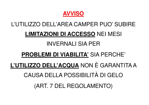 Avviso Area Camper